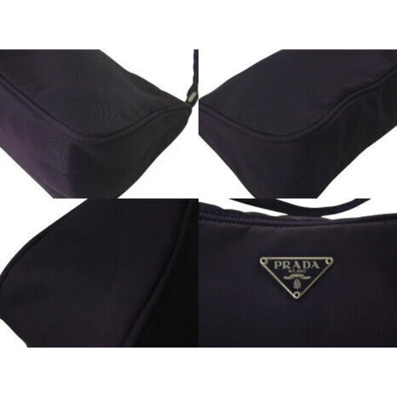 Prada One Shoulder Bag Pouch Triangle Logo Purple Nylon - Picture 7 of 8